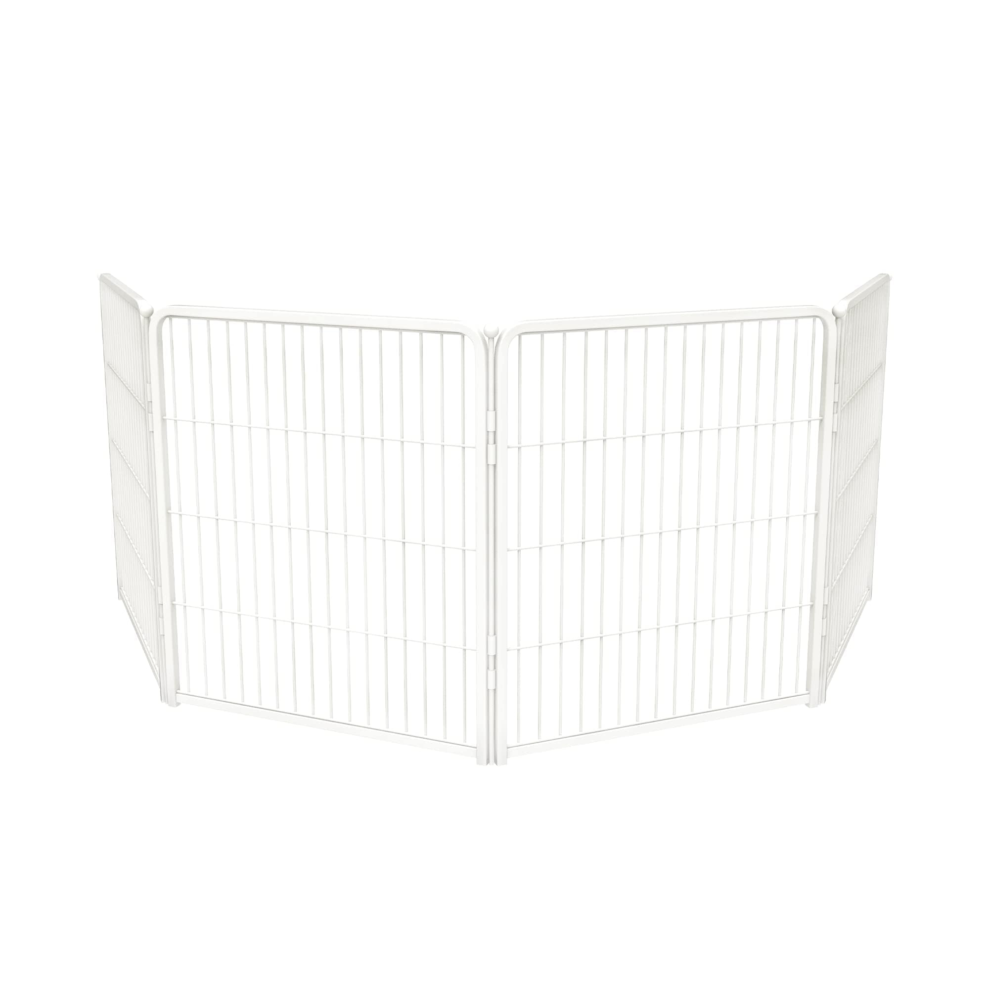 fxw Homeplus Unleashed Indoor Dog Playpen - Stress-Free and Safe Play, Heavy Duty 80cm Height 4 Panels Dog Pen for Small and Medium Dogs, White│Patent Pending