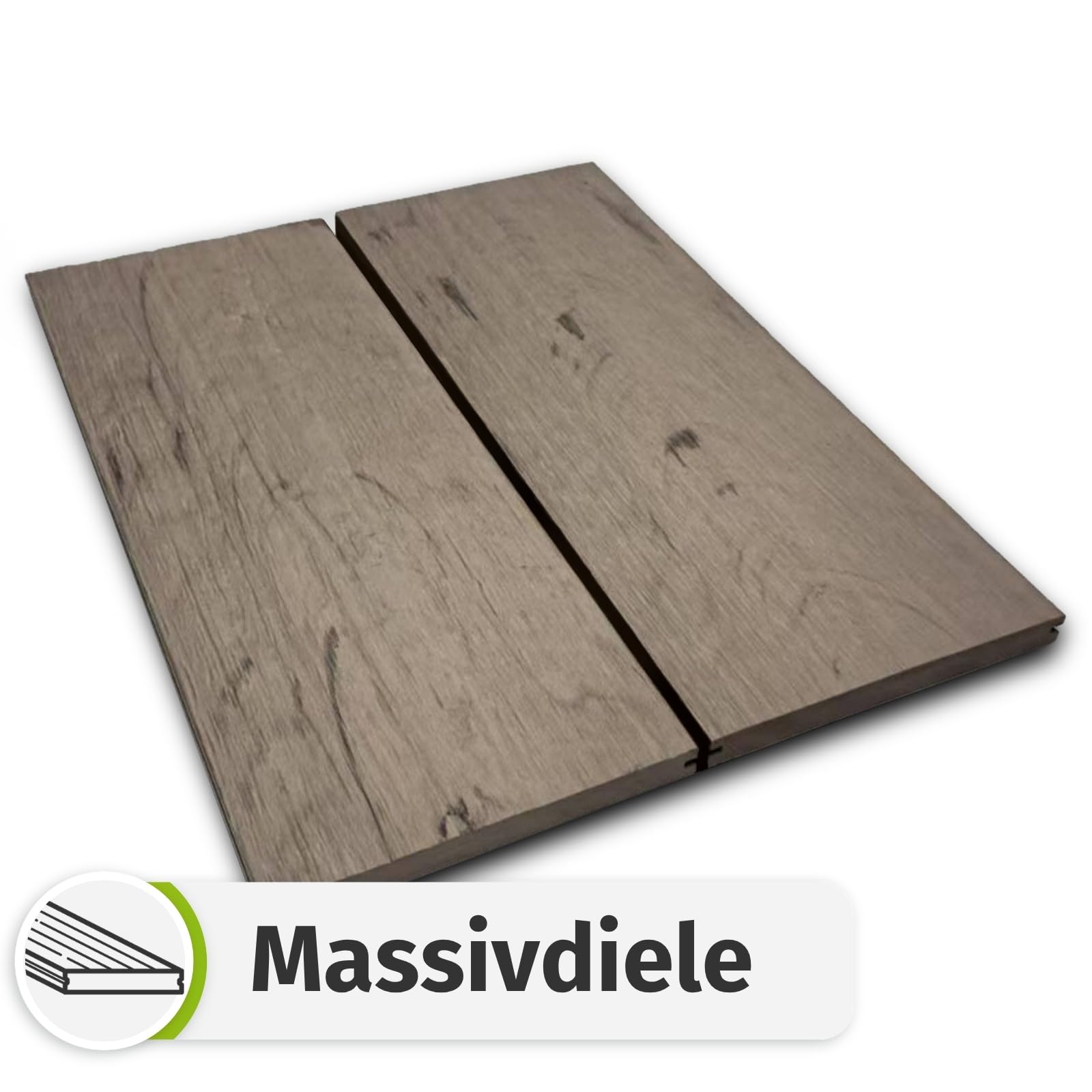 HORI WPC Terrassendielen Komplettset Treibholz Massivdiele XXL, inkl. 28x50 mm Unterkonstruktion & Clips, pflegeleicht & UV-beständig WPC Terrasse