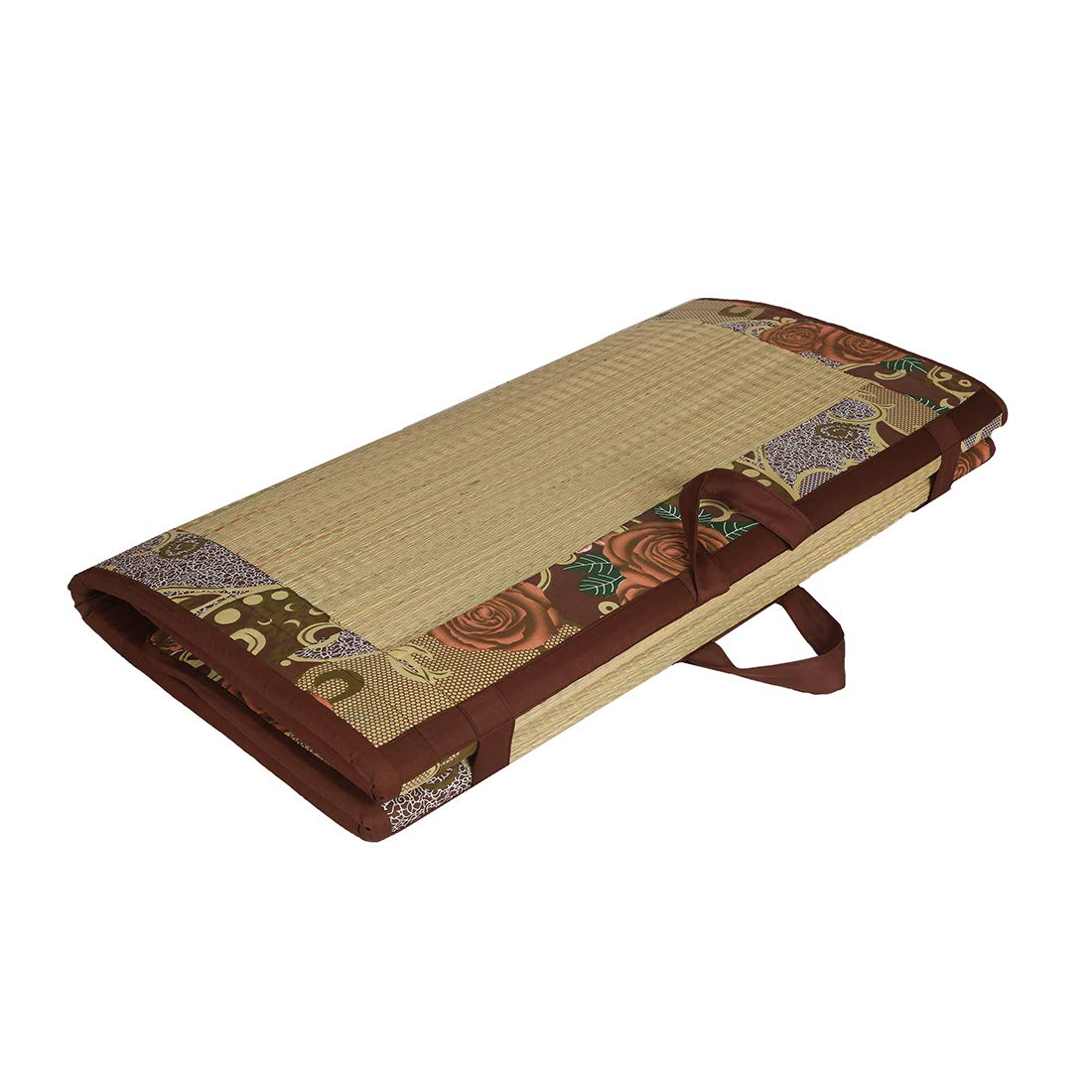 CRAFT OF INDIA Foldable korai Grass Mat 2.5X6.5ft with 24MM Soft Foam Product Classic Hand Made Fabric Brown Cotton.-image-46