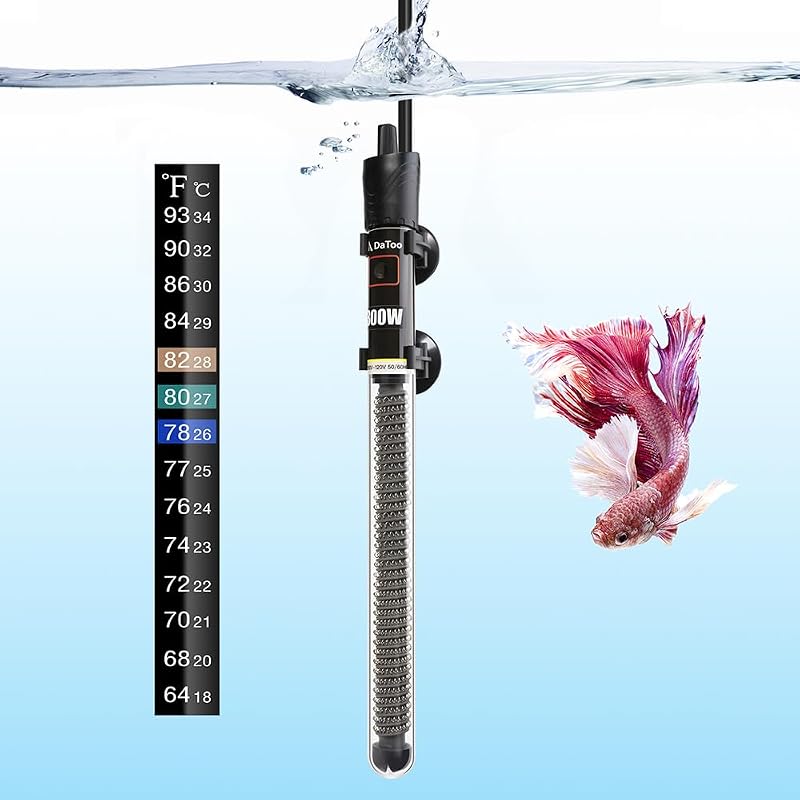 Aquecedor para Aquário 300W com Termostato Ajustável DaToo com Adesivo Termômetro, 300W