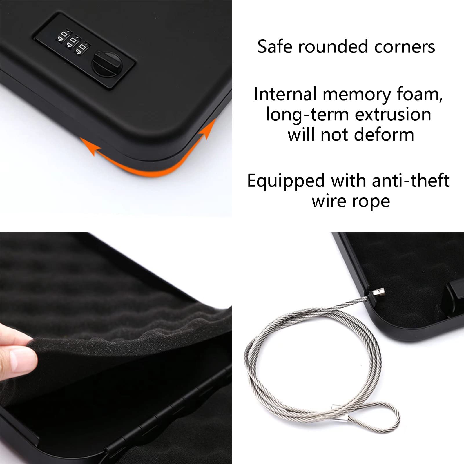 Genérico Caja Fuerte para Pistola De Coche, Caja Fuerte para Pistola con Cerradura De CombinacióN para Mesita De Noche, Caja Fuerte PortáTil para Pistola De Viaje para Coche Hogar CamióN