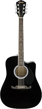Fender FA-125CE Cutaway Acoustic-Electric Dreadnought, Black