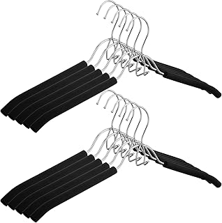 Beeveer 10 Pcs Foam Padded Hangers Black Non Slip Sponge Padded Hangers ...