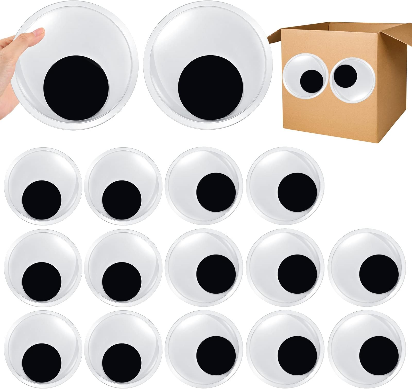 Zubebe 16 Pieces 7 Inch Plastic Wiggle Eyes Christmas Giant Googly Eyes Large Sized Wiggle Eyes with Self Adhesive for DIY Art Crafts Christmas Tree Party Decorations