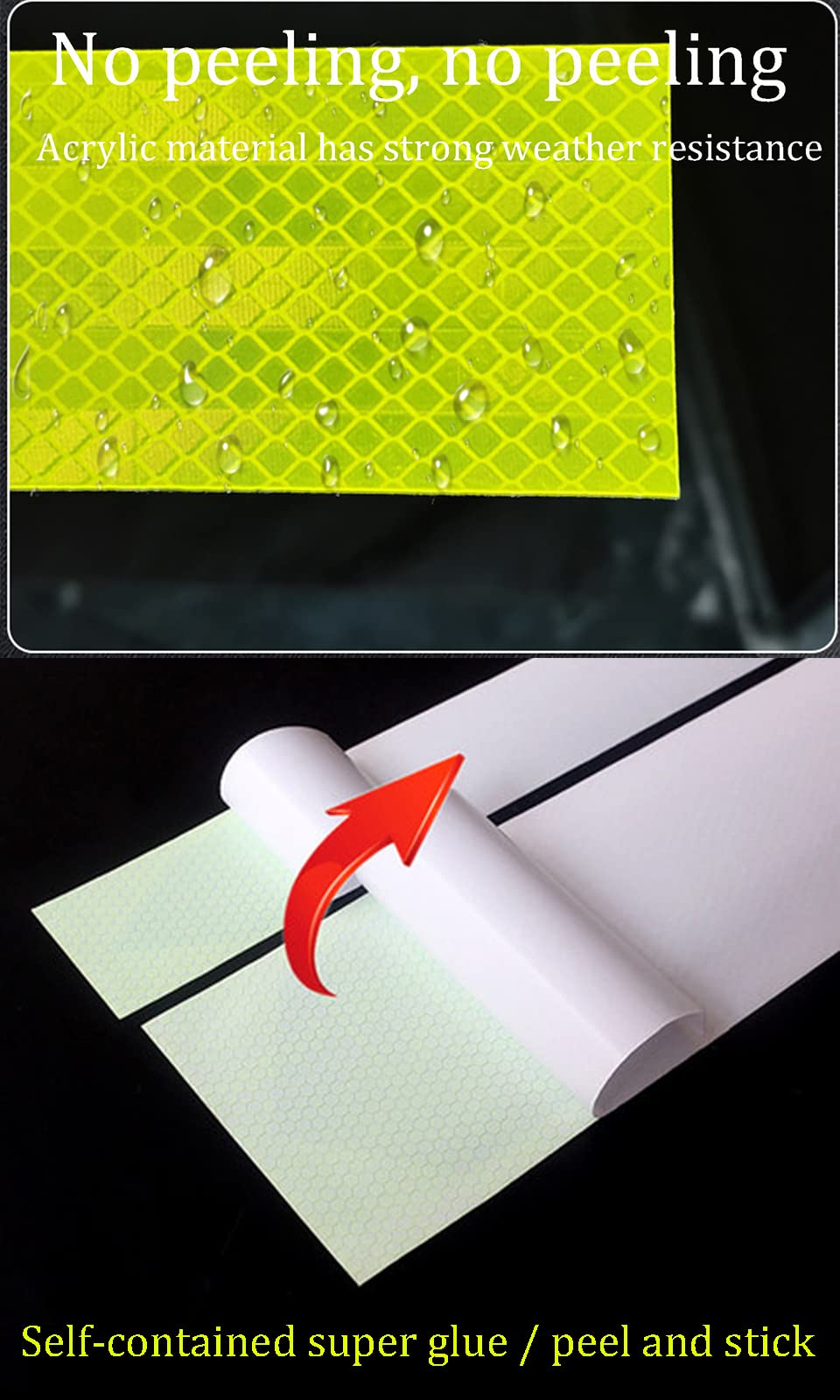 Reflektierendes Klebeband, Absperrband, Bodenmarkierungsband, 0,8 Zoll x 147 Fuß, wasserdichtes wasserdichtes Outdoor-Fahrradfelgen-Reflektorband, dünne reflektierende Aufkleberrollen for Fahrräder, F