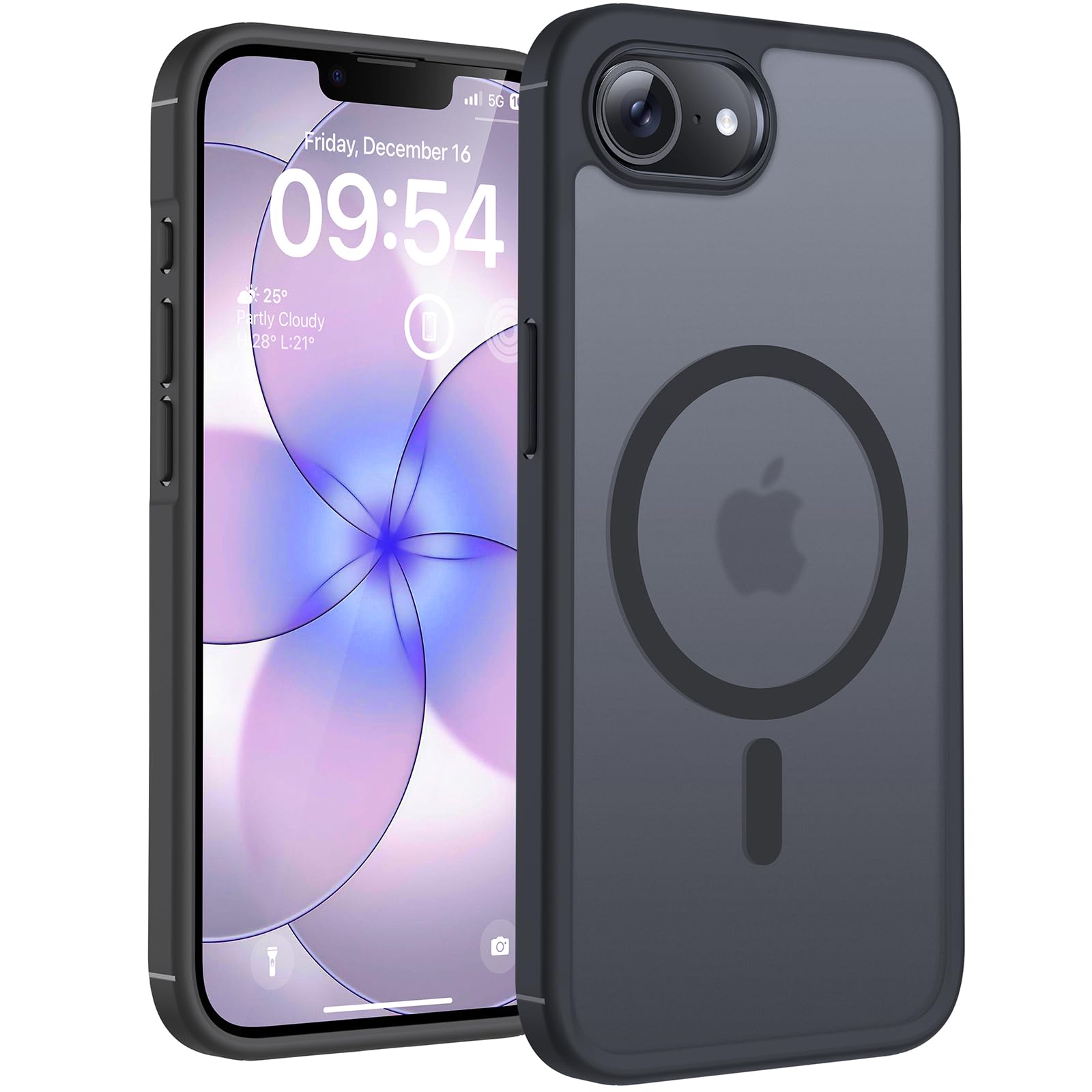 TOCOL für iPhone 17e Hülle 6,1 Zoll, Kompatibel mit MagSafe, Stoßfest Kratzfest Anti-Fingerabdruck Matt Transluzente Rückseite rutschfest Magnetisch Handyhülle für iPhone 17 e Case, Schwarz