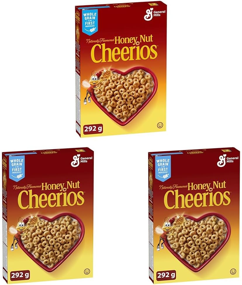 CHEERIOS Naturally Flavoured Honey Nut Cereal Box, Whole Grain is the First Ingredient, Made with Real Honey, 292 Grams Package of Cereal (Pack of 3)