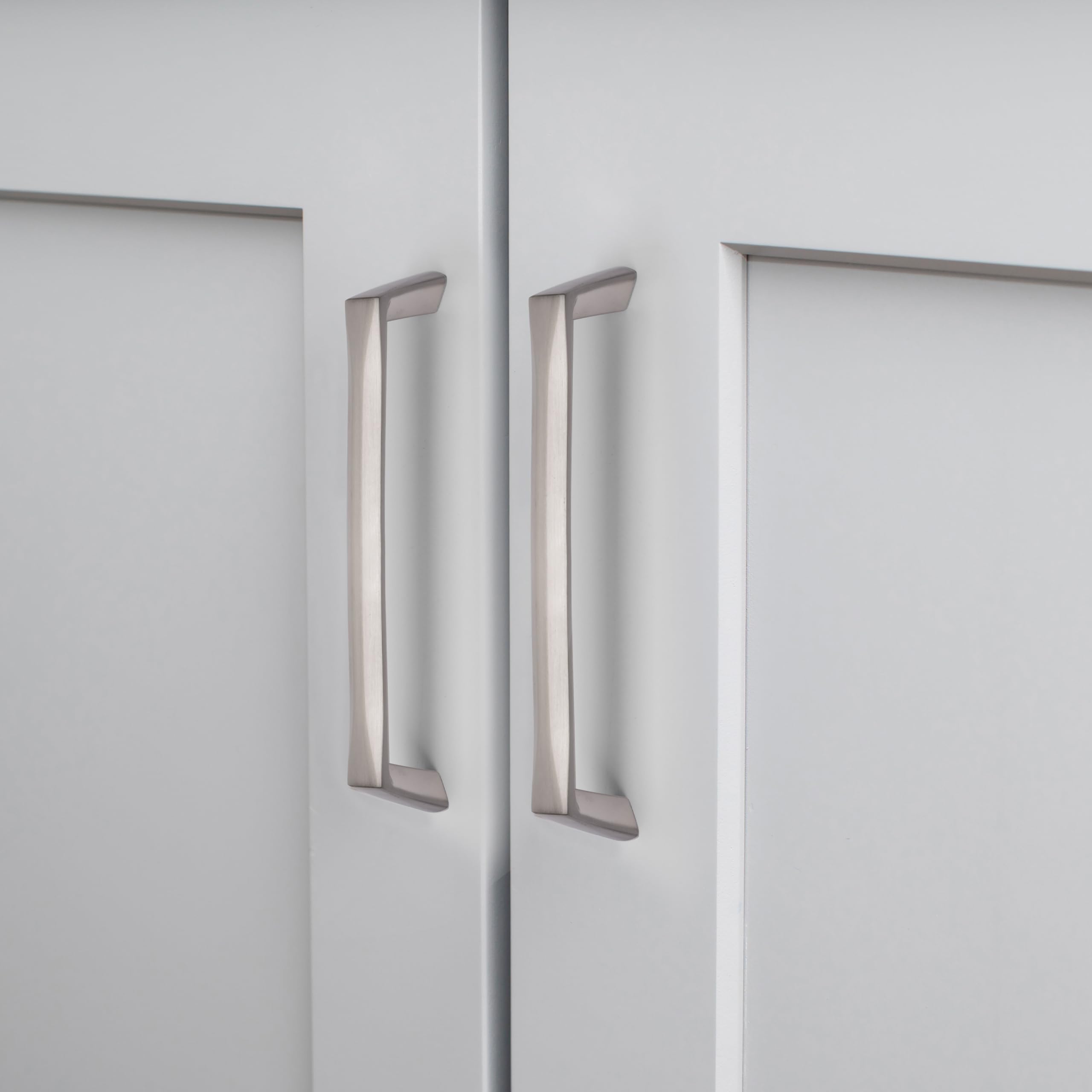 Emuca - Lot of 10 Furniture Handles, L206mm, 192mm Interaxis, Zamak, Satin Finished Nickel - Image 3