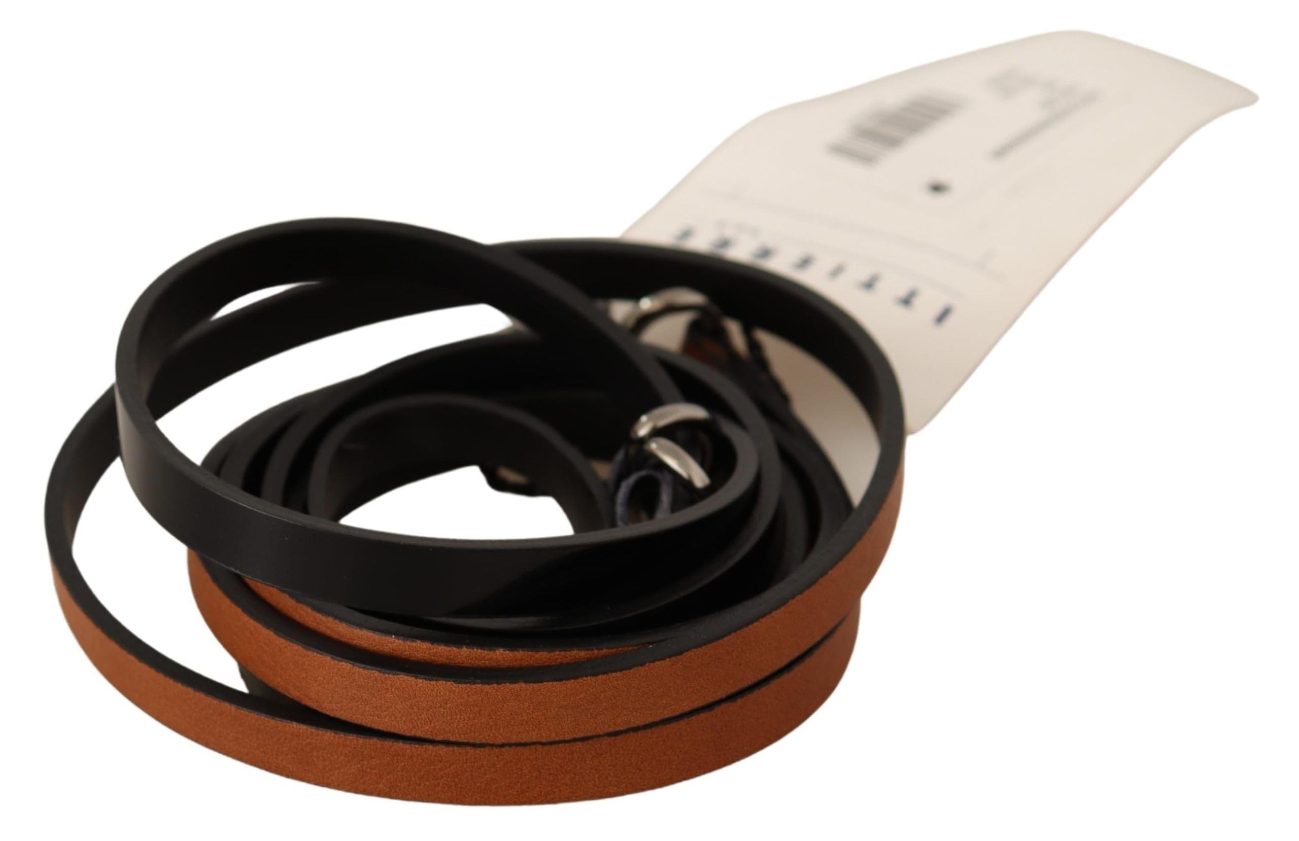 Costume National Brown Leather Silver Tone Buckle Womens Belt