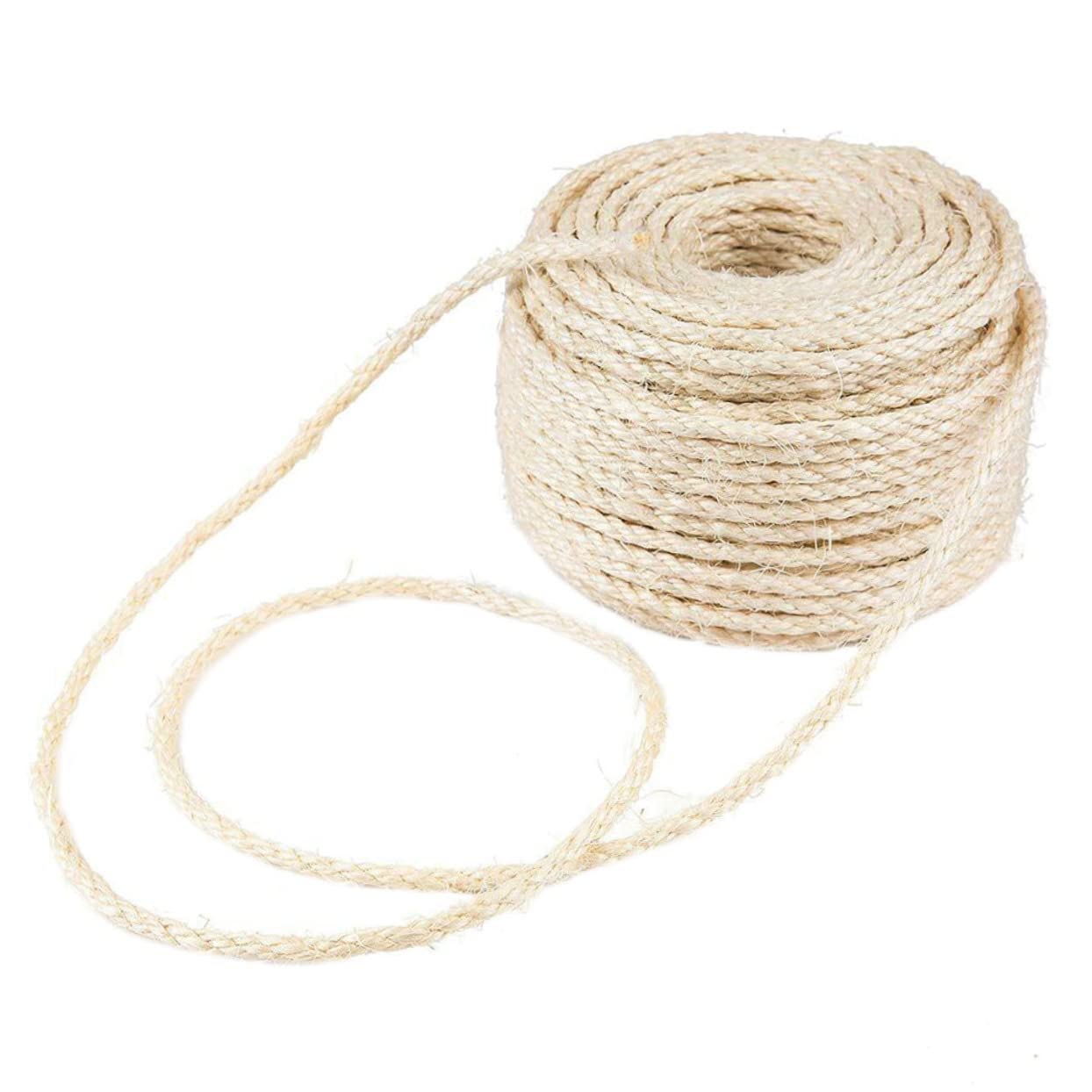 BESPORTBLE 4mm Beige Sisal Cat Scratching Rope, Natural Jute Replacement Rope for Cat Trees and Scratching Posts