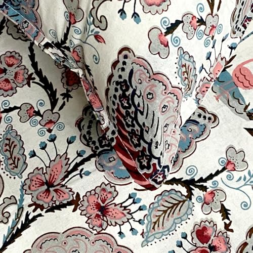 Image of ElanorHomes 240 TC Cotton Double King Size Bedsheet | Hand Printed | Ultra-Soft & Skin-Safe | Breathable Summer Comfort | 93x108 inches with 2 Pillow Covers (Flamingo Petals)