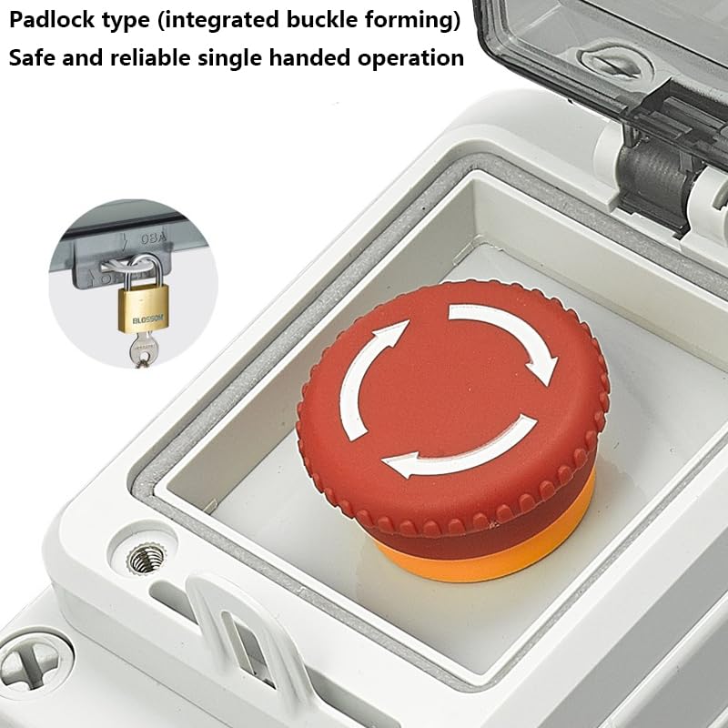 Caja de interruptores de control de botón impermeable for exteriores de 220 V CA, lámpara indicadora de arranque y parada de emergencia, caja de conexiones con interruptor de autorrecuperación(45719)