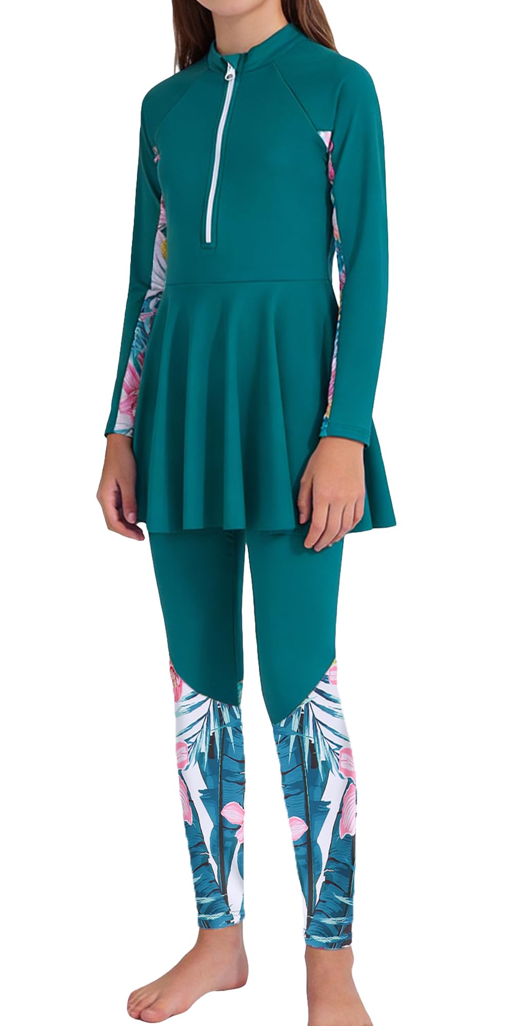 Happy Cherry Maillot de bain 2 pièces modeste pour filles avec pantalon de bain pour adolescentes à manches longues Rashguard pour filles, maillot de bain d'été pour le surf, vêtements de plage