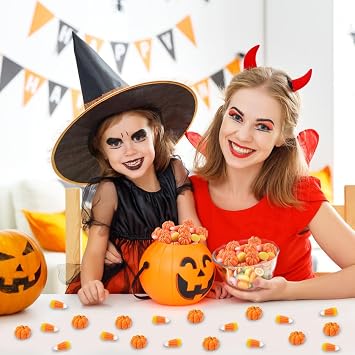 Halloween Mini Decor 70PCS Fake Resin Pumpkins Candy Corn Figurines