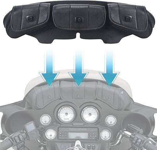 Miniatura 5 de FOVPLUE Bolsa para Parabrisas, Bolsa de Carenado Batwing de Tres Bolsillos para Harley Electra Glide Street Glide Trike FLHTCUI FLHTCUTG FLHXXX