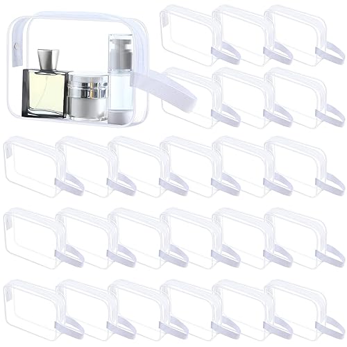 Silkfly 24 piezas de bolsa de aseo transparente de plástico PVC bolsa de cosméticos de viaje con correa de asa bolsa de maquillaje transparente para