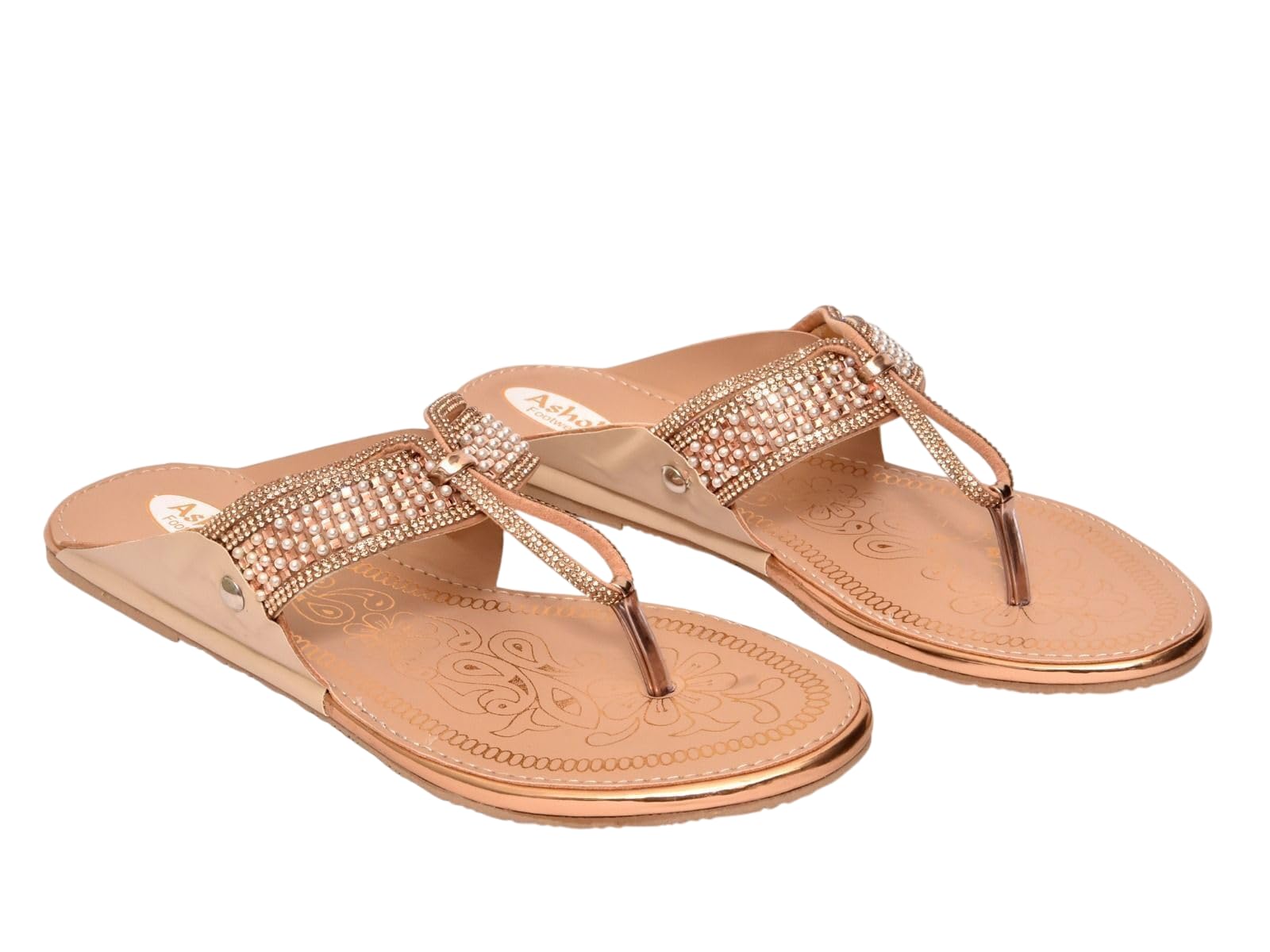 Leather Flat Sandals for Women | Slip-On Casual Sandal with Comfortable Footbed & Durable Sole | Open Toe Everyday Footwear for Daily Outings, Ethnic & Western Outfits (Brown)-picture-32