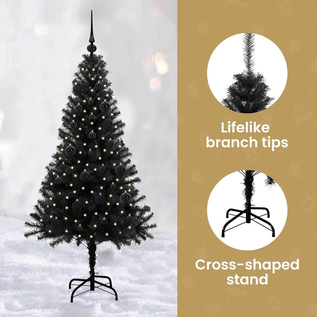 vidaXL Albero di Natale Nero 150 cm PVC