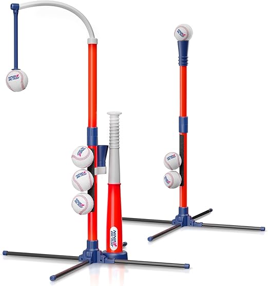 Tee Ball Set for Kids - 4 Year Old Boy Birthday Gift - Baseball Batting Tee for Kids - T Ball Set for Toddlers 3-5, 4-6 - Tball Toys for Ages 3 4 5 6 Year Old Boy - Toddler Outdoor Toys, Baseball Tee