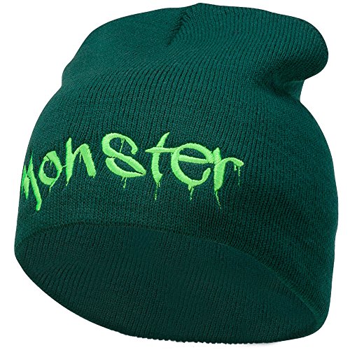 e4Hats.com Monster Embroidered Short Beanie - Dk Green OSFM