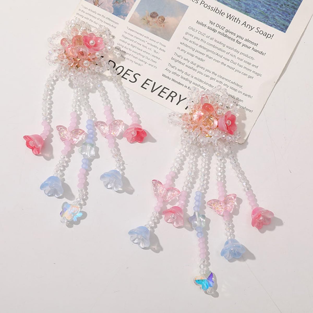 LadayPoa 100pcs Light Pink Glass Bellflower Beads for Jewelry Making, 12mm Diameter, 8mm High, 1.3mm Hole, Trumpet Flower Beads for DIY Bracelets, Necklaces, Earrings - Image 3