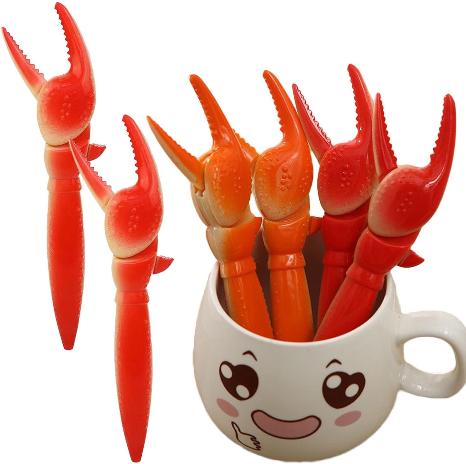Cute Crab Clip Ballpoint Pen, 6 pcs Crab Claw Pen, Crab Claw Pen with Pincer Action, Fun