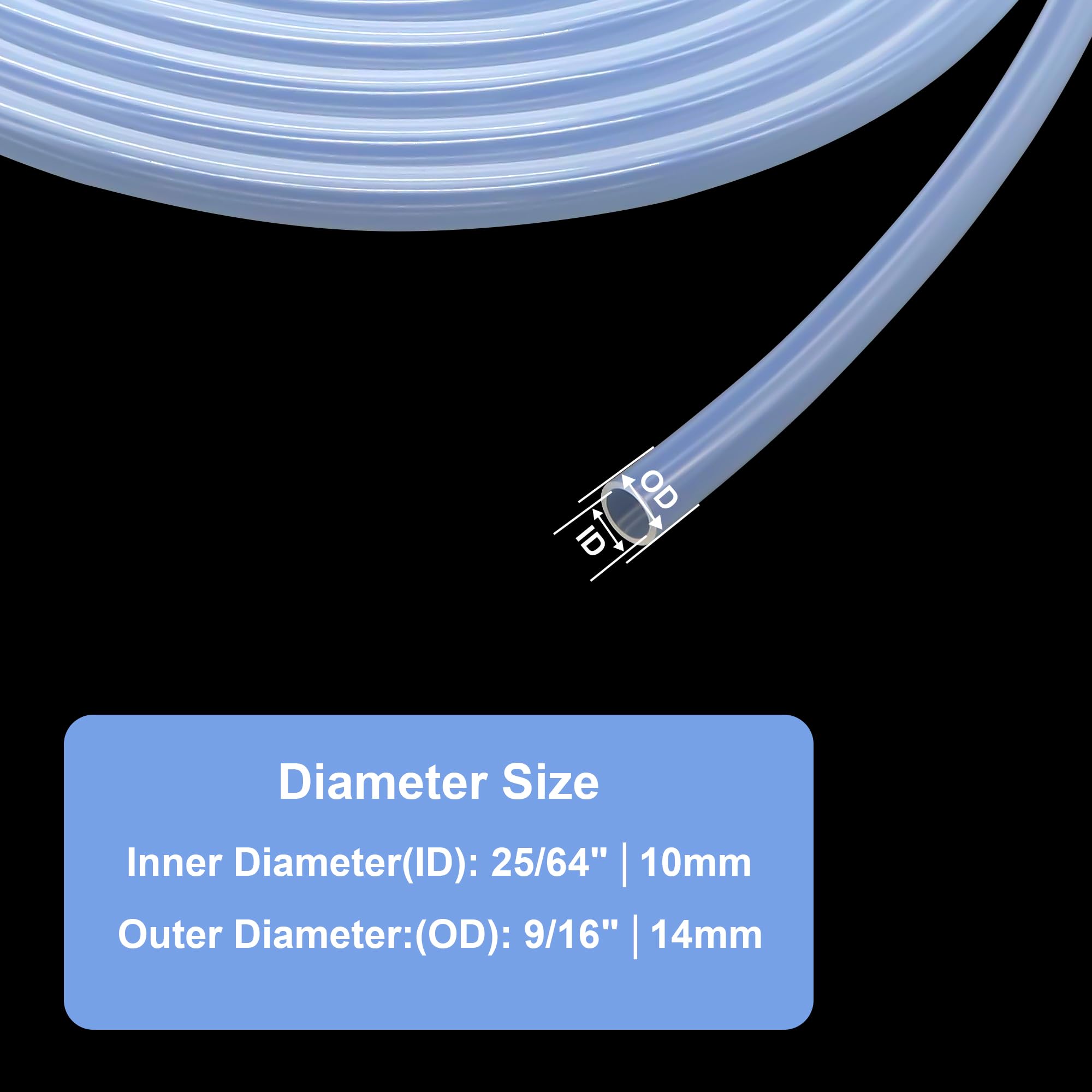 1/3/5/10 meter siliconen slang van voedingskwaliteit, transparante rubberen slang, flexibele aquariumluchtbewateringsbuizen, wateraansluiting, tuinslangen(10 meters,ID 14mm x OD 16mm