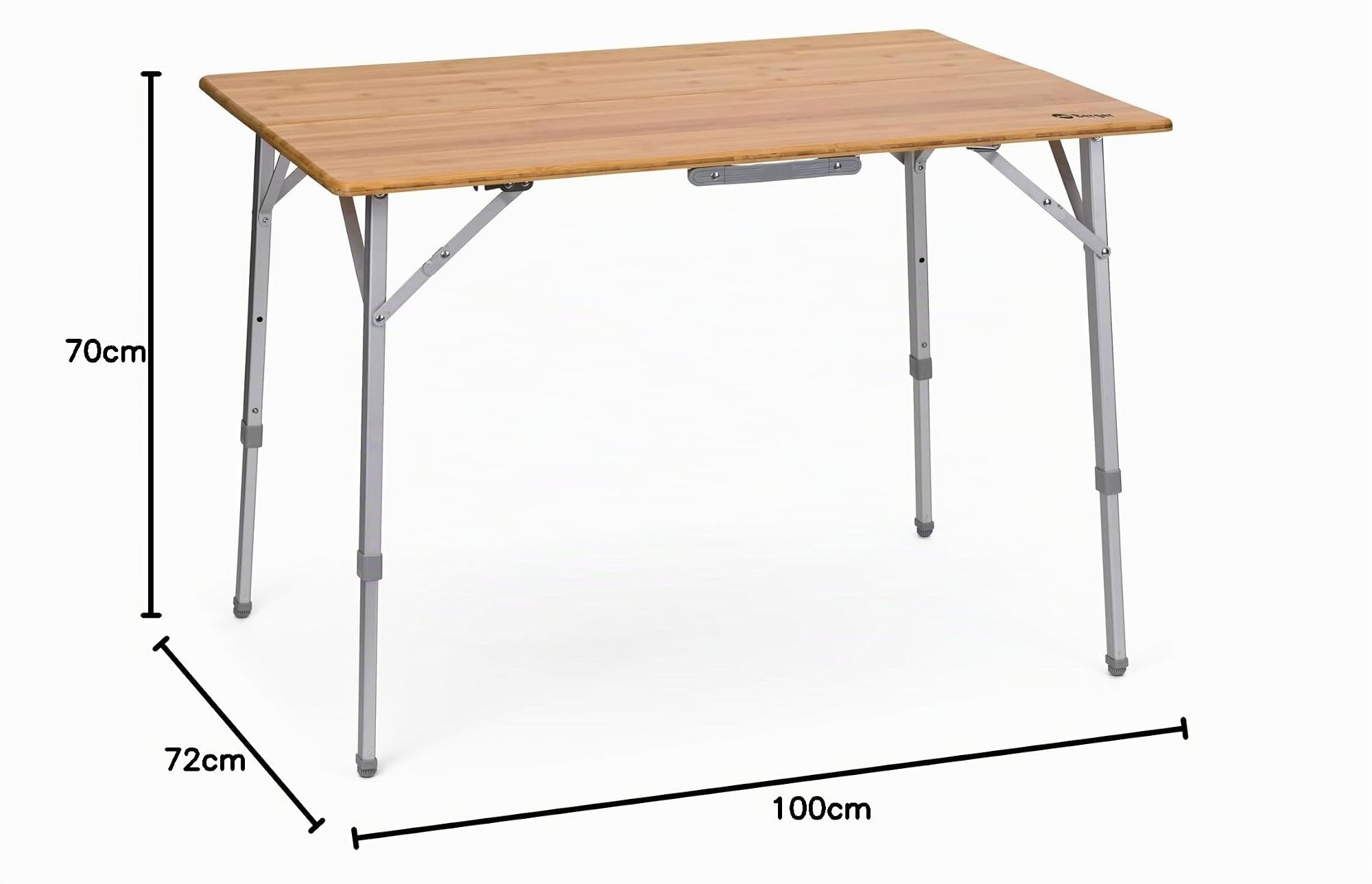 BERGER Mesa plegable ligera, de bambú, plegable, de madera, altura regulable, 100 x 72 cm, para exteriores, jardín, balcón, plegable, de madera