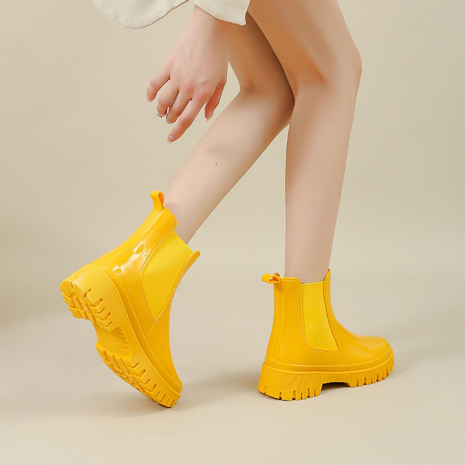 Botas de lluvia para mujer, caña corta, impermeables, antideslizantes, suela gruesa, duradera, para exteriores