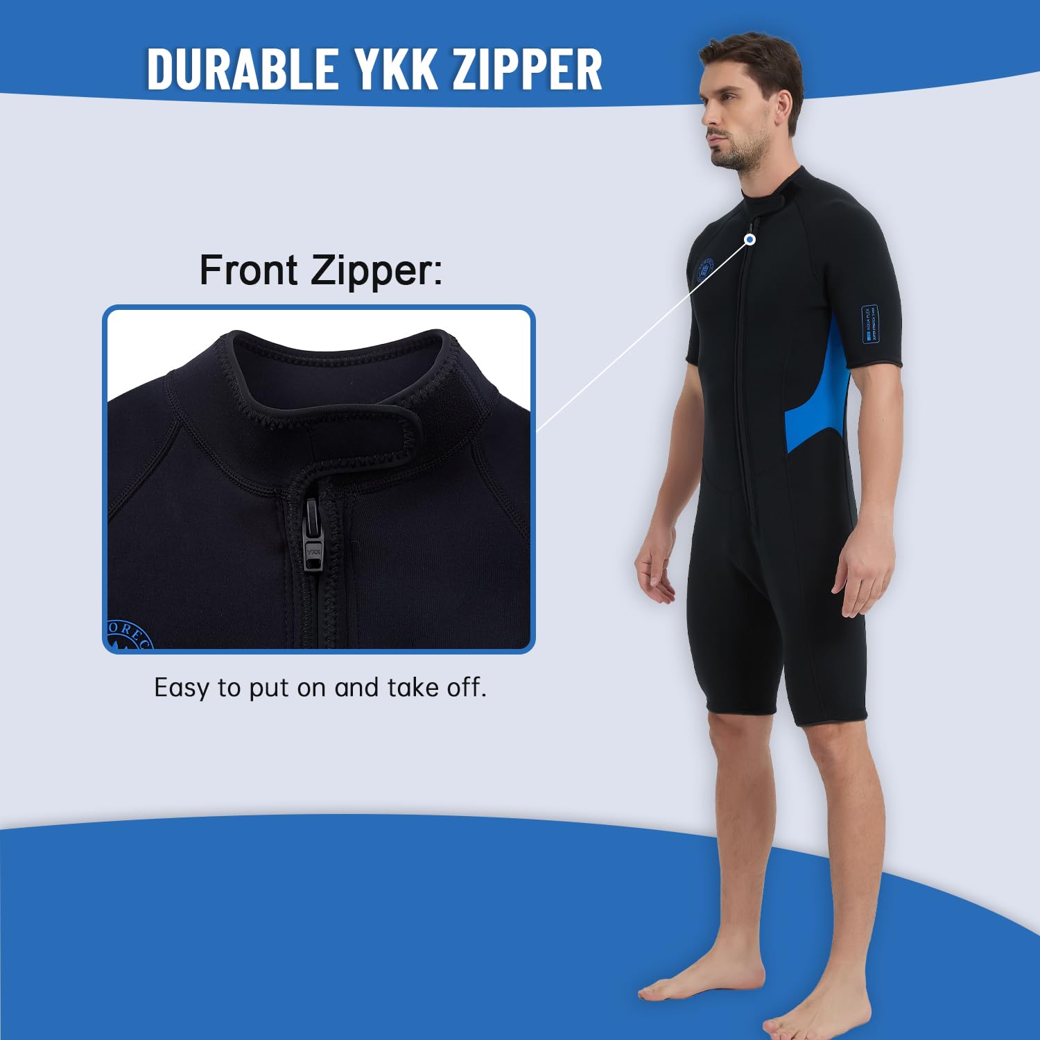 Lemorecn Muta da uomo e donna, 2 mm, con cerniera frontale, in neoprene ultra elasticizzato, termica, per sport acquatici