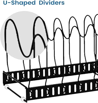 Expandable Pans Organiser Rack, 10 Adjustable Compartments, Ideal for Kitchen Storage & Organisation, Cupboard Organiser, Efficient Kitchen Cupboard Organiser Solution