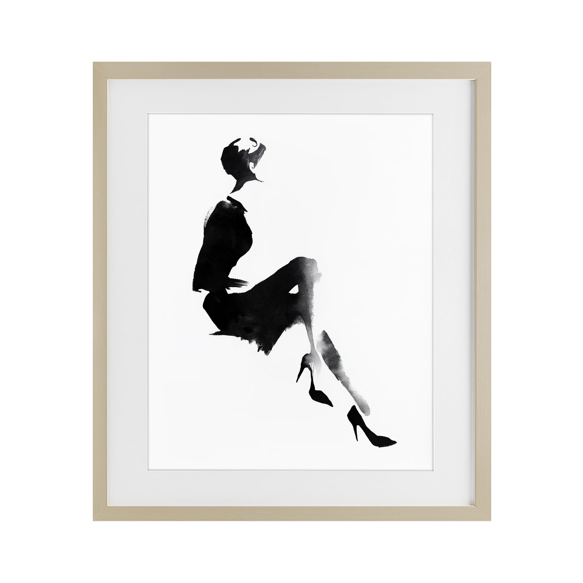 Chic Silhouette Noir Portrait, 17 x 21 Inch Framed Print Under Glass