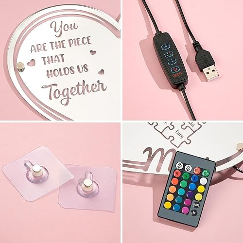 Miniatura 35 de VEELU Espejo con nombre personalizado – Espejo con luz LED – Letrero con nombre personalizado para decoración de pared – Decoración de dormitorio