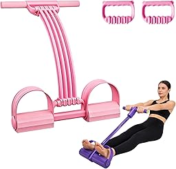 Pedal Resistance Band with Handle, 2026 New Upgrate 8 Tube Exercise Band 3‑in‑1 Multi-Function for Foot Pedal Pull, Back Stretch & Chest Expand, Portable Latex Fitness