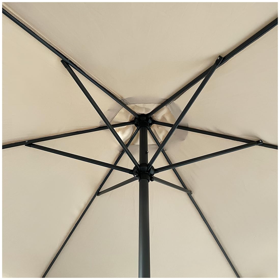 Acomoda Textil – Sombrilla de Jardín con Faldón Protector y Forro Anti UV para Exterior. Parasol de Aluminio Estable con Manivela, Toldo Octogonal 3 M Ø para Terraza y Patio. (Crema)