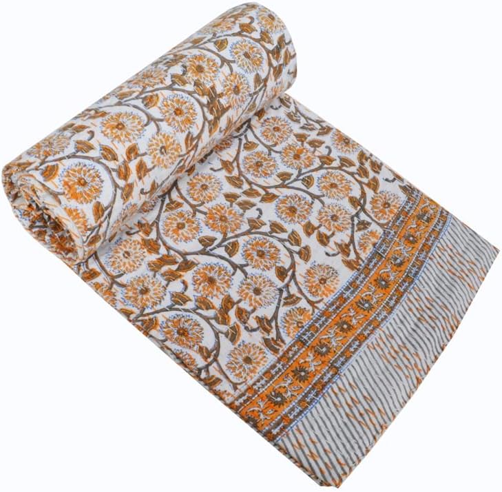 Miniatura 2 de V Vedant Designs Colcha de Kantha Quit Indian Kantha con diseño floral de Kantha, sábana de algodón Kantha, ropa de cama individualqueen, colcha