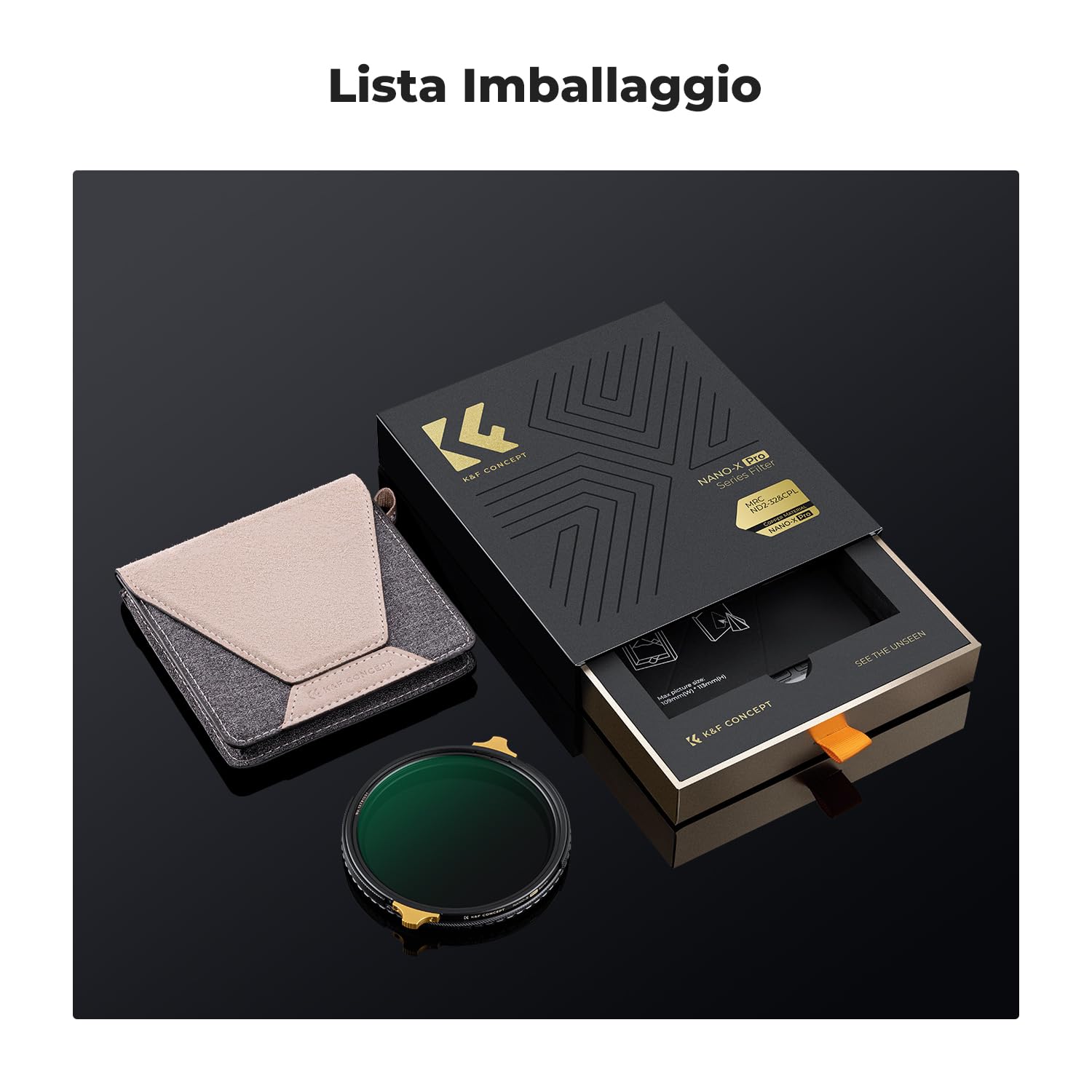 K&F CONCEPT Nano-X PRO 2 in 1 58MM Filtro Polarizzatore Circolare Variabile ND2-32 (1-5 Stops), ND2-32 & CPL Filtro con Rivestimento Nano a 36 Strati in Vetro Ottico per Obiettivi 49mm
