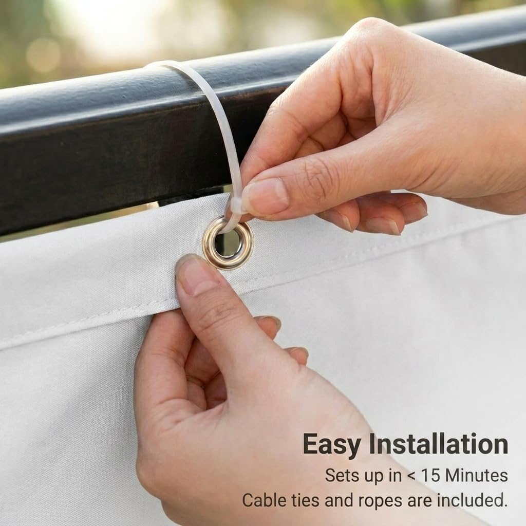 Copertura antivento per balcone, 105 x 1000 cm, resistente ai raggi UV, per ringhiere terrazze e giardino, include cravatte, soluzione di protezione per esterni, colore: bianco