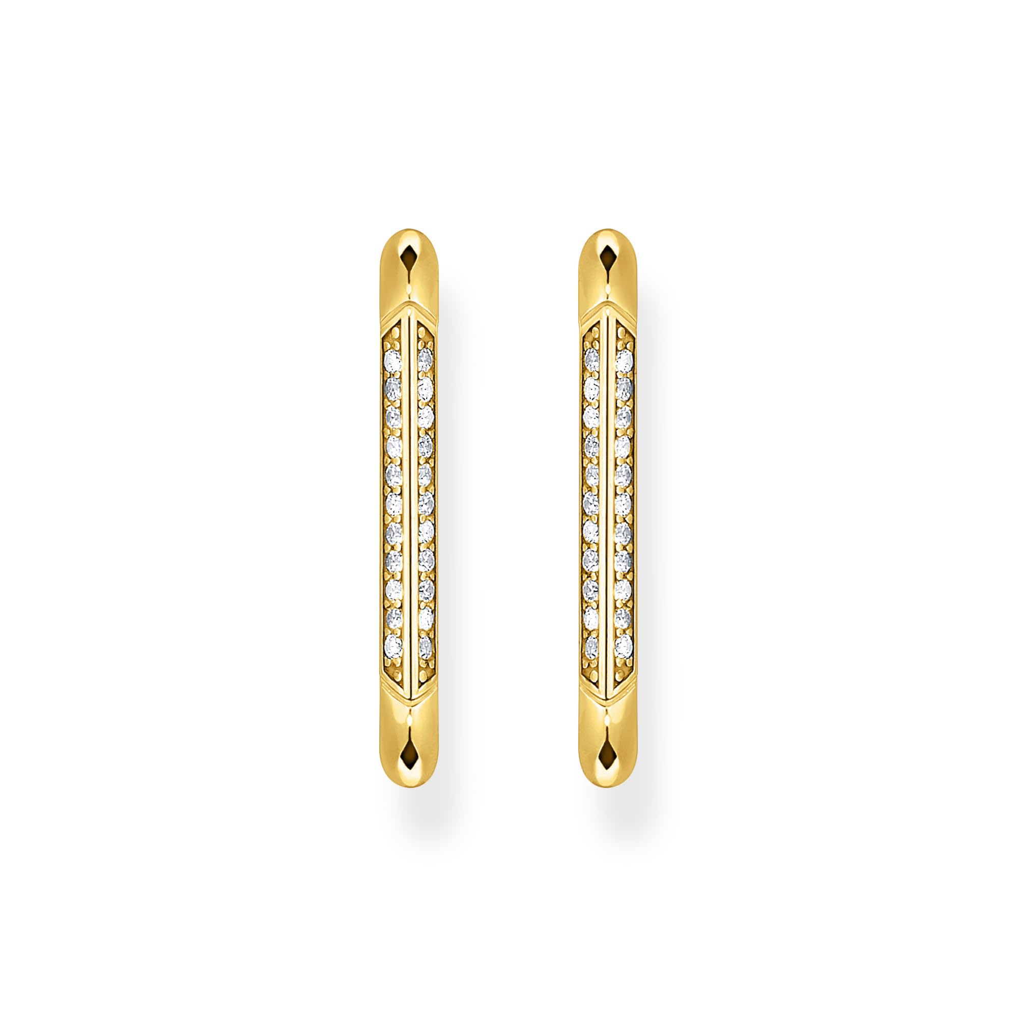 THOMAS SABO Creolen Ankerelement mit weißen Steinen vergoldet 750 Gelbgold Vergoldung, 925 Sterlingsilber