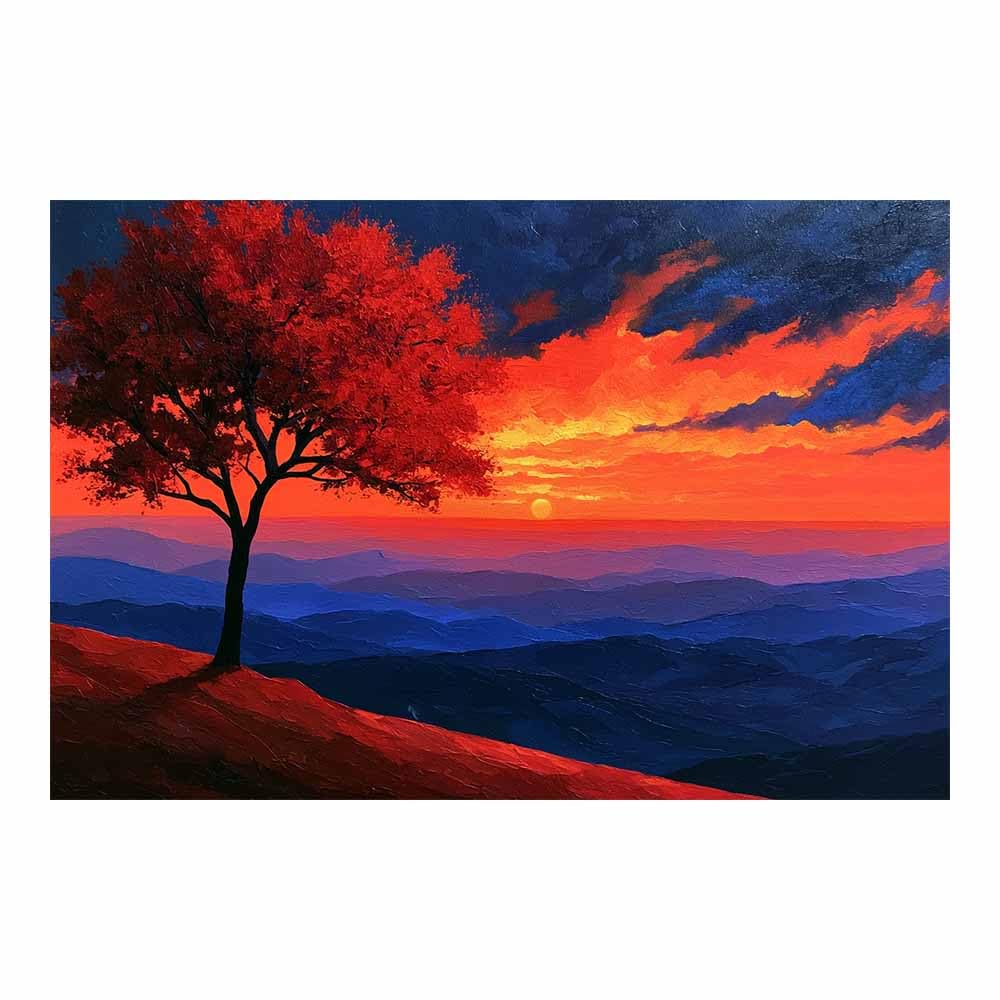 HOQIU Tree Of Life Wall Art Glowing Divine Tree canvas prints, nature wall art, for Bathroom Home Office Decor(Multicolor)-80x120cm Unframed