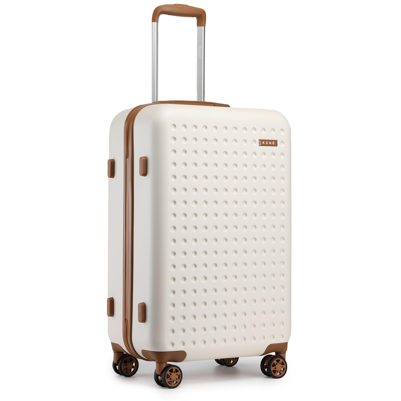 Kono Valise Soute 65cm ABS+PC Rigide,Valise Moyenne Légere avec 4 roulettes 360° Serrure TSA,Dimensions Standard Compagnies Aériennes,Idéal Voyage d'affaires Vacances（Crème）