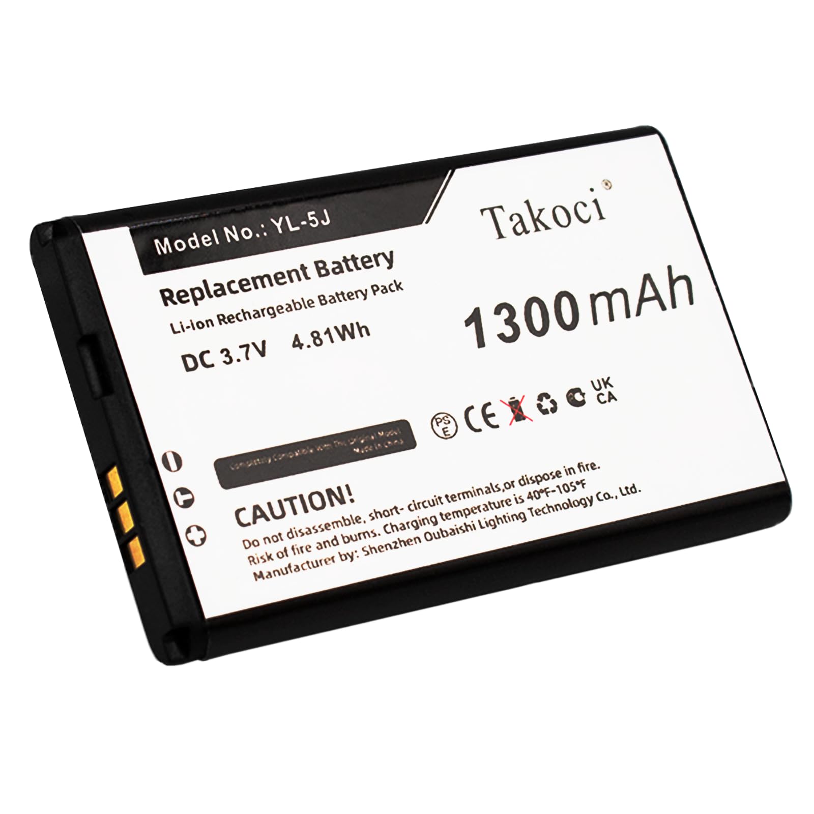 YL 5J Replacement Battery Compatible with Yealink W56H W76P W59R W56h/p W60P W77P W79P 3.7V/1300mAh