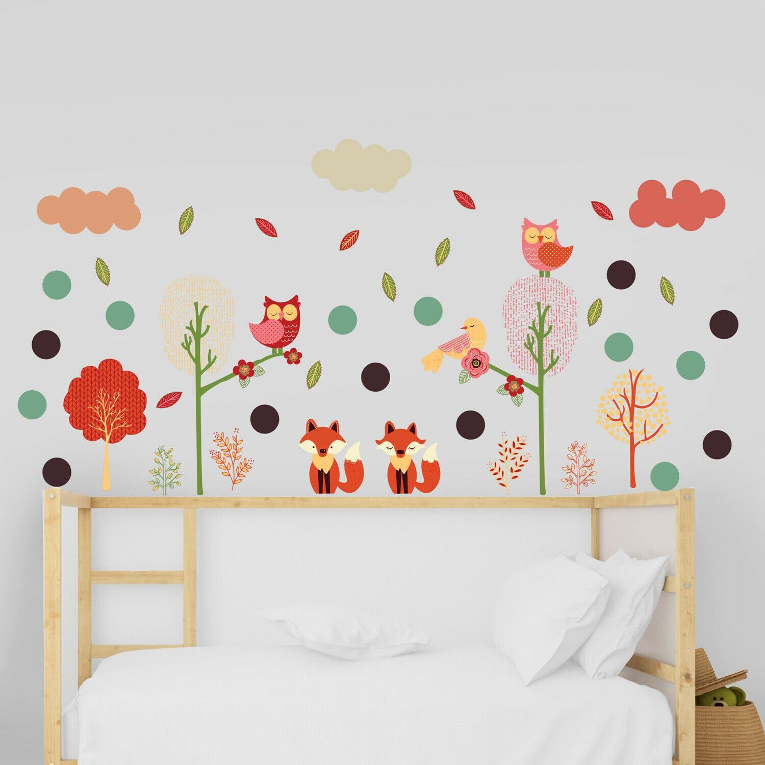 Forest, Fox, Animal, Colourful Dots, Nursery, Cute Kidsroom, Baby, Modern, Children Wall Stickers, Room Decoration, Pattern - Image 2