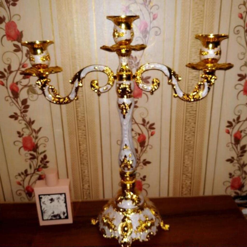 Kerzenständer Eleganter Metall Kerzenhalter Mehrarmiger Kandelaber Kunstvolle Candelabra Robuster Tischleuchter Modernes Trumpet Design für Hochzeiten, 3-Arm-Gold