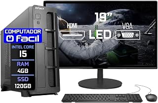 Computador Completo Blue PC Slim Intel Core i5 4GB SSD 120GB Monitor 19" HDMI LED Teclado e Mouse