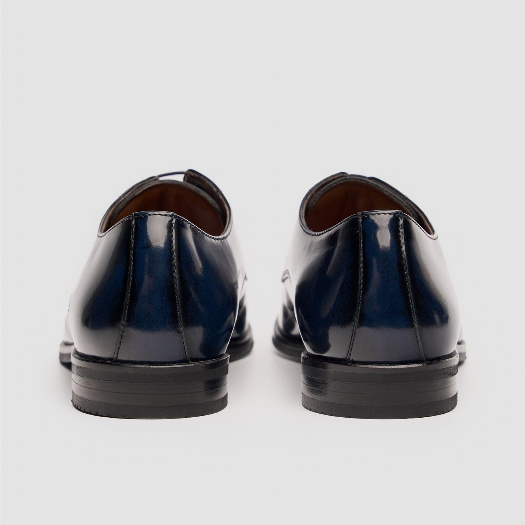 Scarpe Derby stringate formali da uomo blu navy lucido lucido