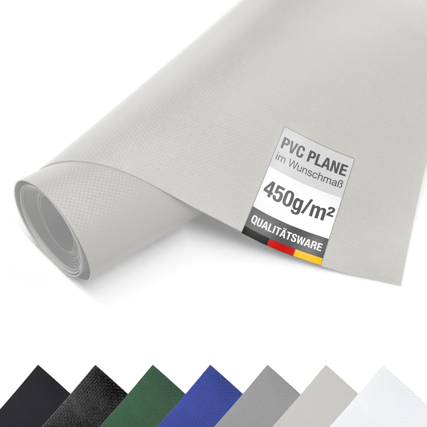 ANKO PLANEN LKW PVC Plane 450g/m² - 3m breit - Meterware ohne Ösen - wasserdichte und robuste Abdeckplane mit Gewebe (Lichtgrau RAL7035)