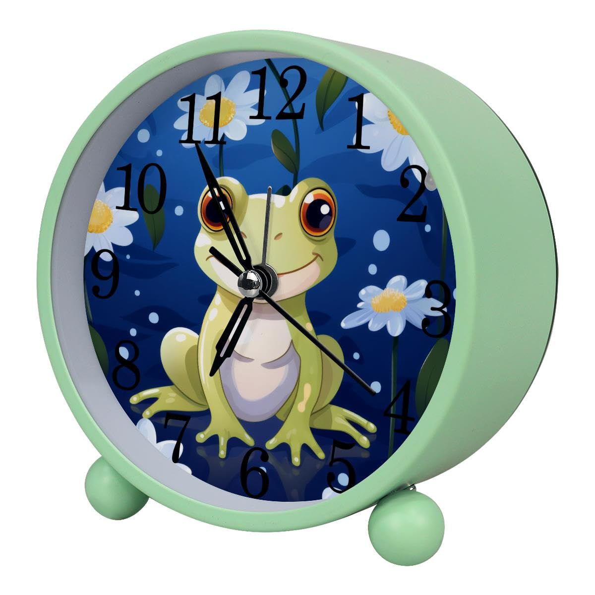 Luoweisi Alarm Clock Cute Frog Daisy, Silent Non-Ticking with Night Light