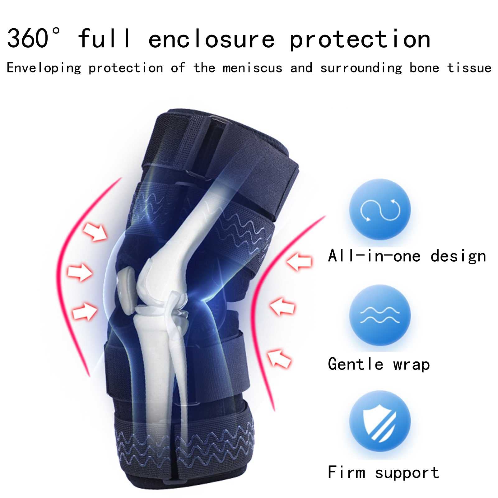 Ortesis de rodilla con bisagra Rodillera de fijación de rodilla, rodillera de rehabilitación para fractura de rodilla, ligamento de menisco, Dial ajustable y extraíble para asistencia en la vida diar