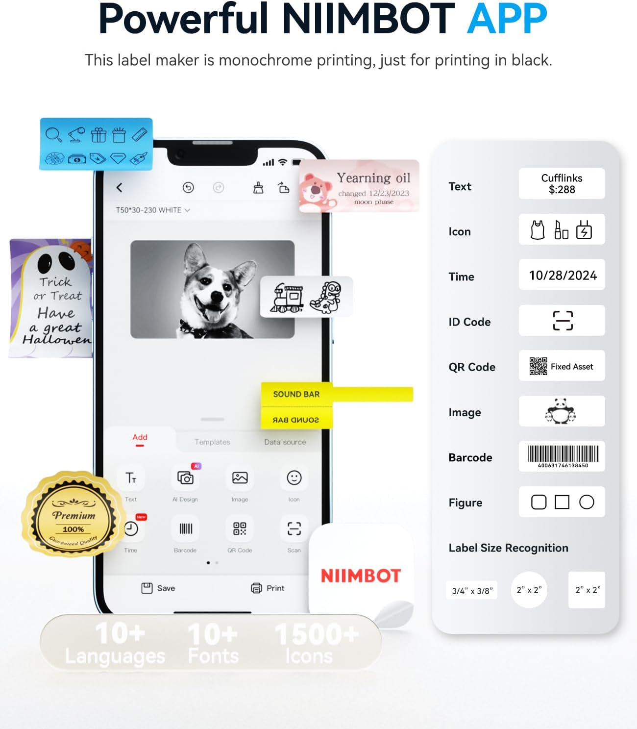 NIIMBOT B1 Label Maker Machine, Thermal Label Printer Easy to Use for Office, Home, Business, Came with 3 Roll White Labels(Blue) - Image 5